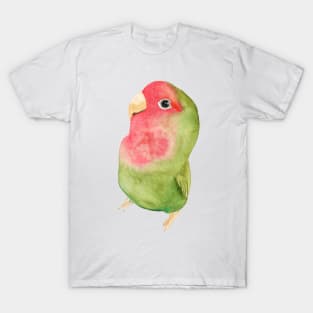 Watercolor melon loverbird lovebird parrot bird pink and green T-Shirt